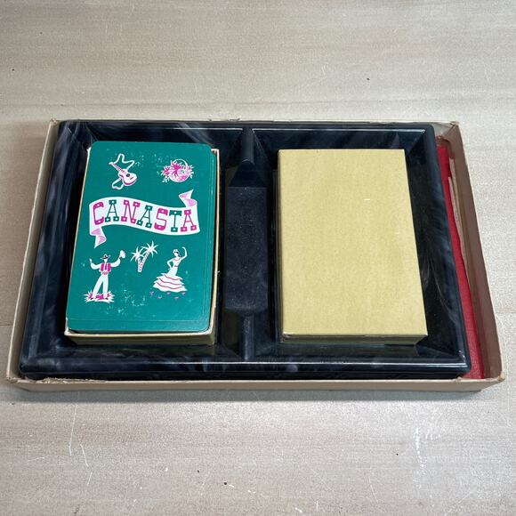 Two Deck Turquoise Canasta Set with Scoreboard and Card Holder - Picture 2 of 10